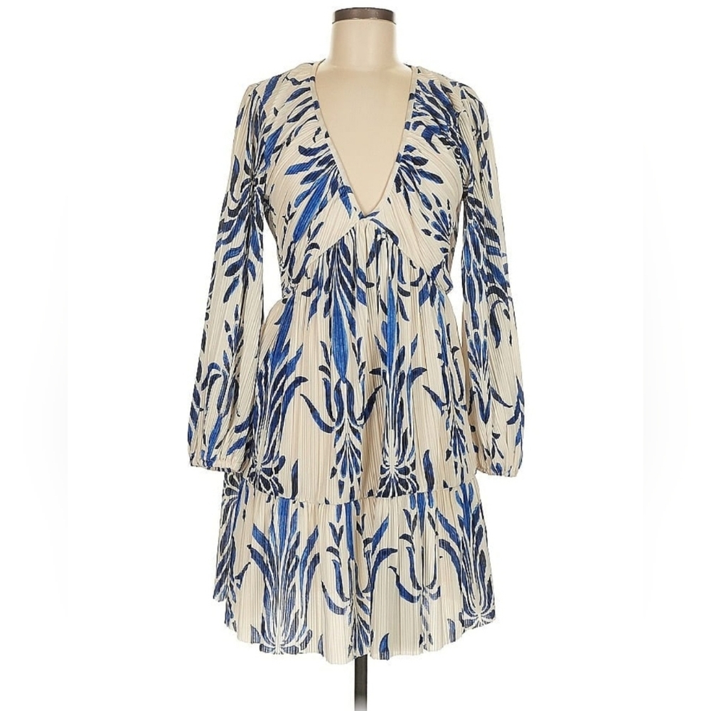 Elegant Blue and White Women's Dress